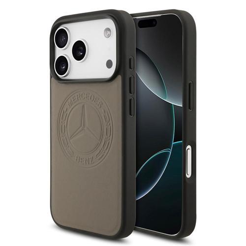 İphone 17 Pro Max Kılıf Mercedes Benz Lisanslı M-Safeli Hakiki Deri Nostaljik Yıldız Kapak Kahvereng