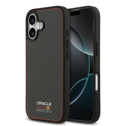 Red Bull İphone 17 Kılıf Redbull Lisanslı M-Safeli Karbon Fiber Parlayan Logolu Kevlar Kapak  Siyah