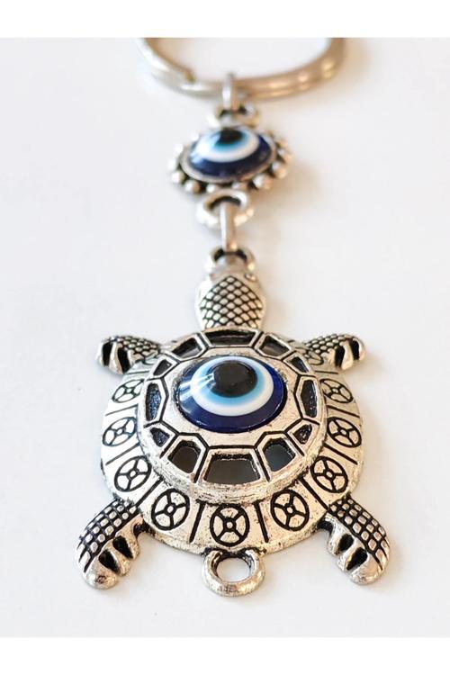 Nazar Boncuklu Kaplumbağa Metal Anahtarlık