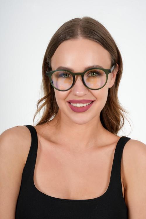 Yuvarlak Yeşil Olivier Philippe Mavi Işık Koruyucu Gözlük