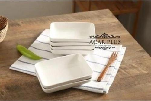 Porselen 6'lı Tabak 15,75 Cm Dikdörtgen Beyaz - MLT-007465