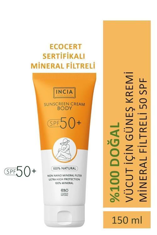 %100 Doğal Vücut Güneş Kremi Leke Karşıtı Mineral Filtreli Yüksek Koruma SPF 50+ UVA UVB 150 ml