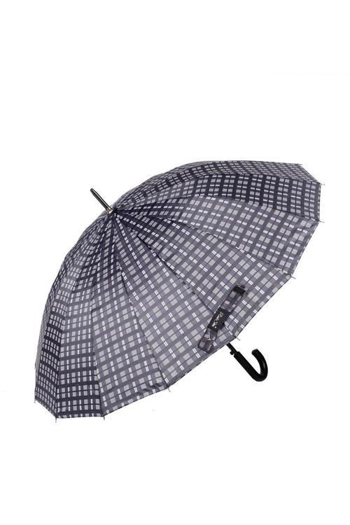 Rst  Gri Kare Ekose Fiber 16 Telli Erkek Baston Şemsiye M21MARRST02R002