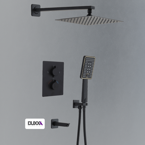 Pera Kare Termostatik Ankastre Duş Seti Siyah D.052.MS