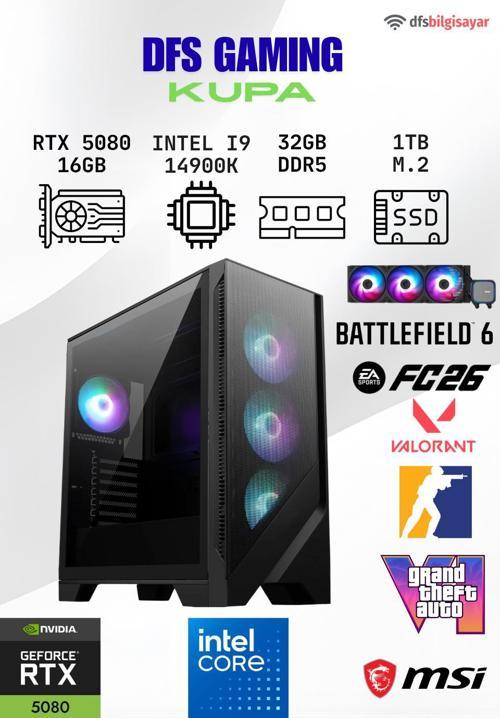 DFS GAMING KUPA INTEL I9 14900K-B760M WIFI-RTX 5080 16GB-32GB DDR5 RAM-1TB M.2 SSD-OYUNCU BİLGİSAYARI