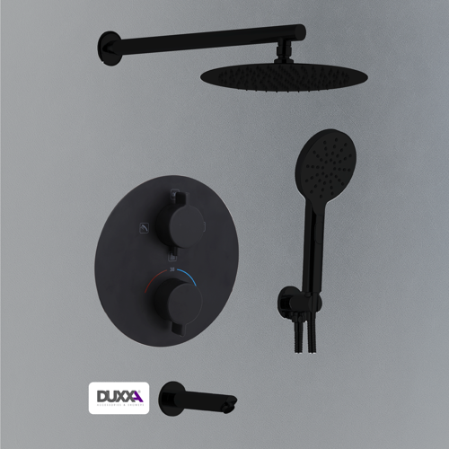 Pera Oval Termostatik Ankastre Duş Seti Siyah D.054.MS