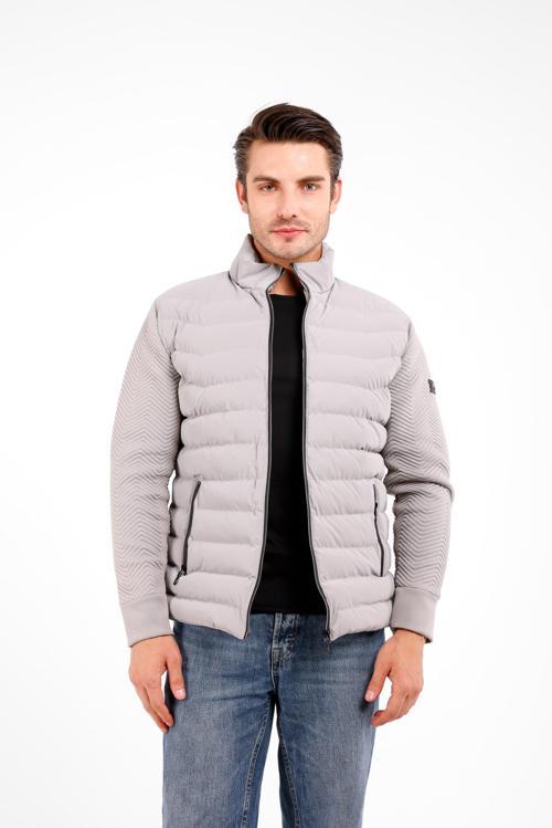 Vellum Kolları Triko İçi Astarlı Rüzgar Geçirmez Mont - Gri