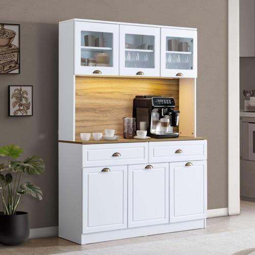 Blesk İnce Kum Aydınlatmalı Kahve Köşesi Dolabı – Raflı, Çekmeceli