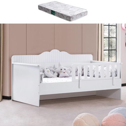 Karyola, Flower Montessori Karyola - Beyaz + 1 Adet Comfort Yatak