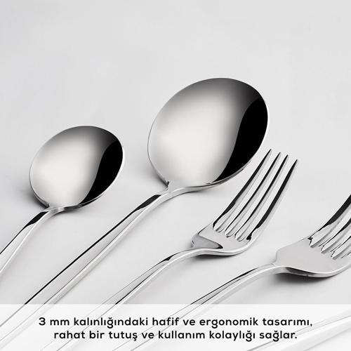 Porto 30 Parça 6 Kişilik Çatal Kaşık Bıçak Takımı Platin