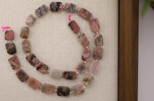 DİKDÖRTGEN KESİM RODONİT 8X12 MM DOĞAL TAŞ DİZİ- YÜKSEK KALİTELİ DOĞAL TAŞ