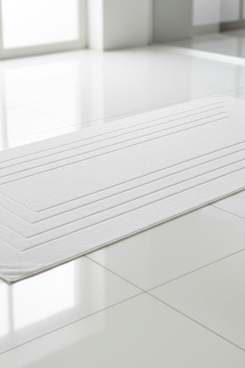 Alora Beyaz Büyük Ayak Havlusu - 60x130 Cm , 690GR %100 Pamuk, Spa Ve Otel Banyo Paspası 