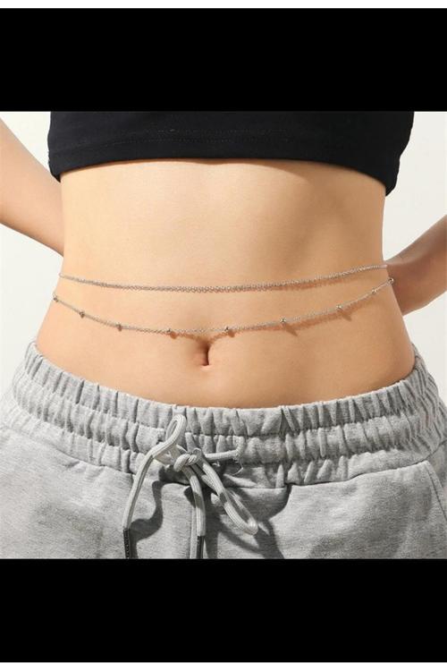 İkili Dorika Rodyum Kaplama Kararmaz Bel Zinciri