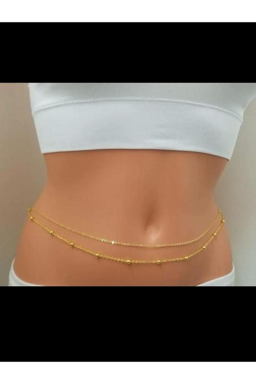 İkili Dorika  Gold Kaplama Bel Zinciri