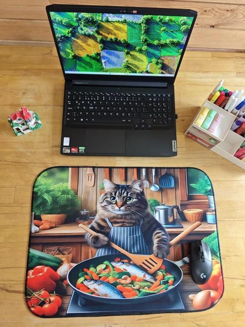 55X45 CM KEDİ ŞEF KAYDIRMAZ TABAN SPEED YÜZEY OYUNCU MOUSE PAD GAMİNG PAD