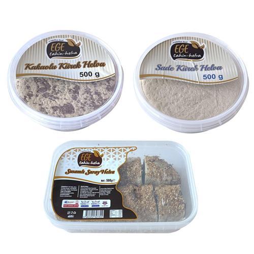 EGE HELVA Sade - Kakaolu - Susamlı Saray Helva 3 lü Karma Paket