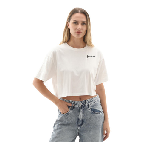 000QDFWHT1-R Vans Classic Script Kadın T-Shirt Beyaz