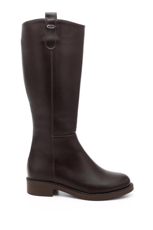 Kadın Kahverengi Fermuarlı Termo Taban Çizme