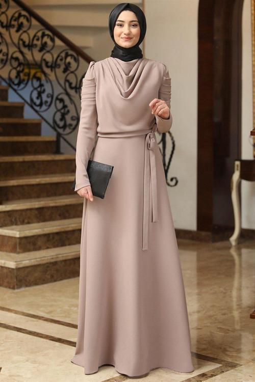 Kardelen Tesettür Elbise Vizon