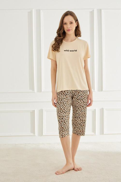 Kadın Pijama Takımı Kapri Kısa Kol