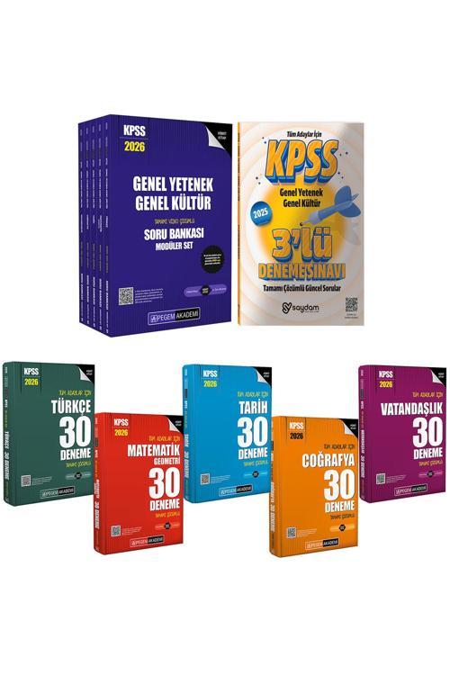 2026 KPSS GYGK Tamamı Çözümlü Soru Bankası 5 Kitap-Tüm Dersler Çözümlü 30 Deneme-3 Deneme Hediye