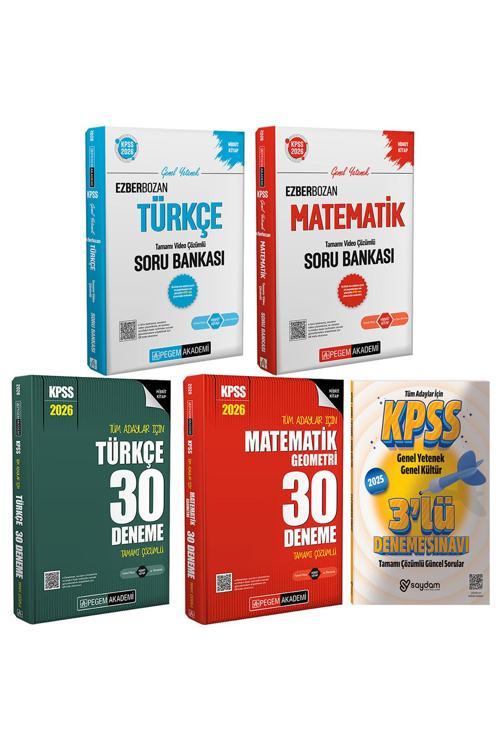 2026 KPSS GYGK Ezberbozan Türkçe-Matematik Video Çözümlü Soru Bankası-30 Deneme-Çözümlü 3 Deneme