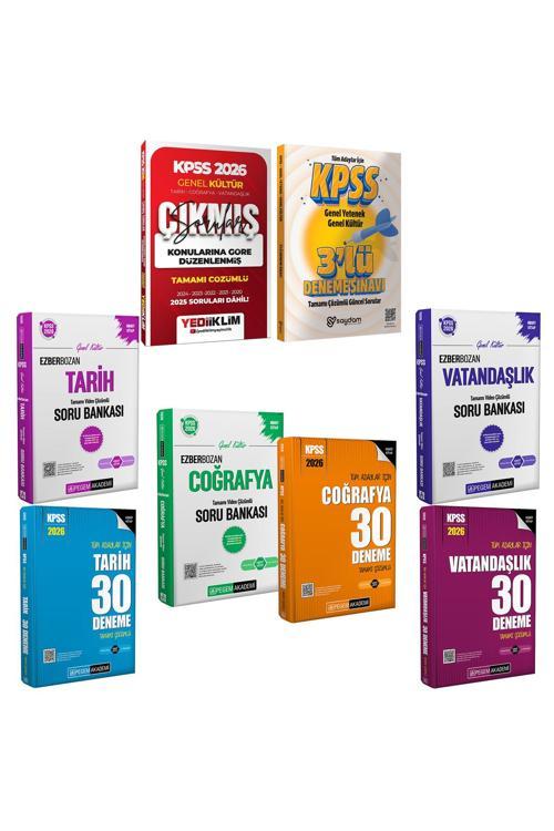 2026 KPSS Ezberbozan Tarih-Coğrafya-Vatandaşlık Çözümlü Soru Bankası-30 Deneme-Çıkmış Sorular