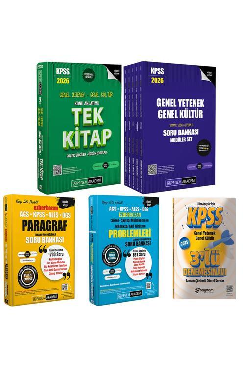 2026 KPSS GYGK Konu Anlatımlı Tek Kitap-Çözümlü Soru Bankası 5 Kitap-Akıl Yürütme-Paragraf-3 Deneme