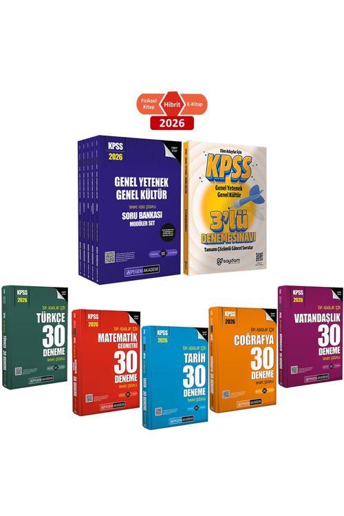 2026 KPSS Çözümlü Soru Bankası 5 Kitap-Çözümlü 30 Deneme(Hibrit:Fiziksel Kitap+E Kitap)
