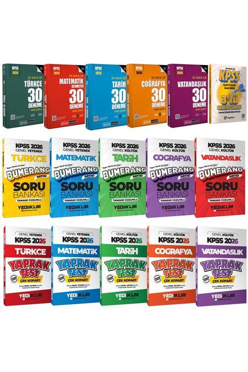 2026 KPSS Lisans Karma Set(Tüm Dersler 30 Deneme-Çek Kopart Yaprak Test-Çözümlü Soru Bankası)