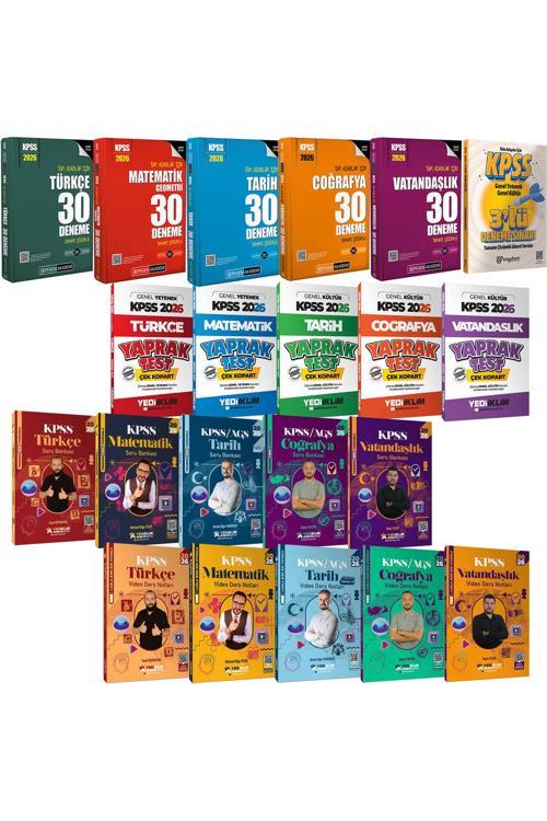 2026 KPSS Lisans Karma Set(30 Deneme-Video Çözümlü Soru Bankası-Video Ders Notları-Yaprak Test)
