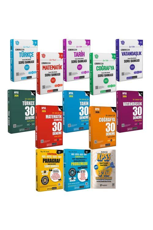 2026 KPSS GYGK Ezberbozan Tüm Dersler Çözümlü Soru Bankası-30 Deneme-Paragraf-Akıl Yürütme-3 Deneme