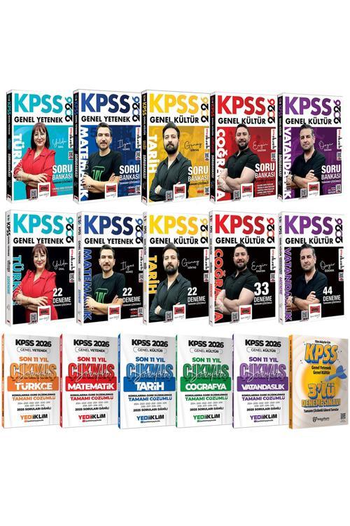 2026 KPSS Tüm Dersler Çözümlü Soru Bankası-Çözümlü Deneme-Konularına Göre Son 11 Yıl Çıkmış Sorular