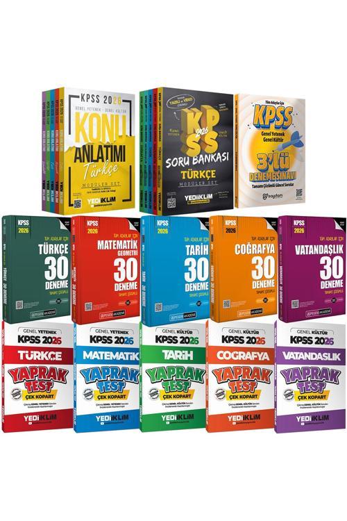 2026 KPSS Lisans Karma Set(Konu Anlatımı 5 Kitap-Çözümlü Soru Bankası 5 Kitap-Yaprak Test-30 Deneme)