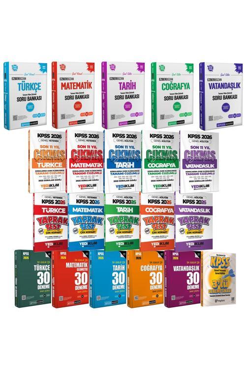 2026 KPSS Tüm Dersler Soru Bankası-30 Deneme-Çıkmış Sorular-Yaprak Test