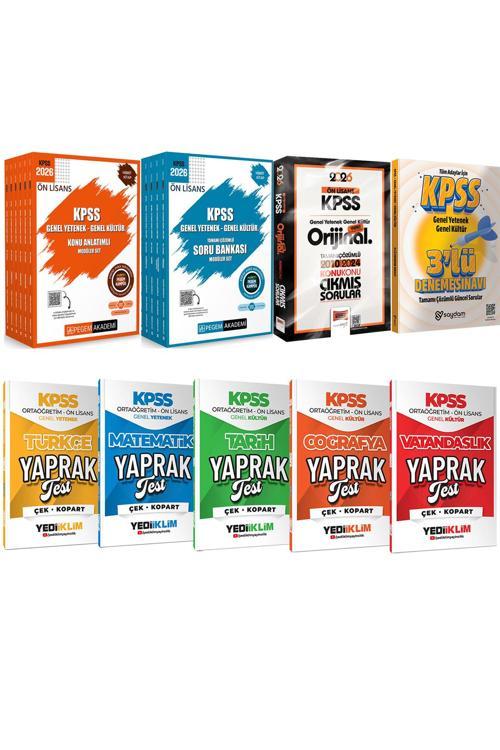 2026 KPSS Ön Lisans Karma Set(Konu-Soru Bankası 6+5 Kitap-Konu Konu Çıkmış Sorular-Yaprak Test)