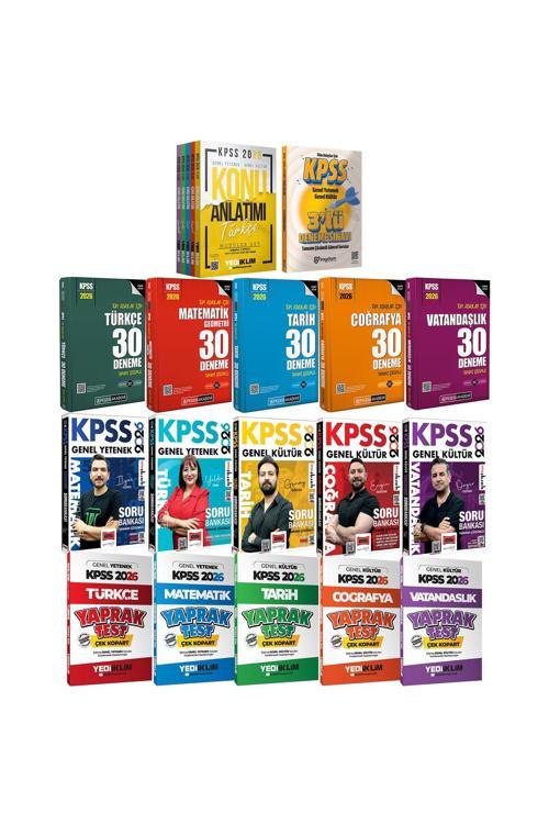 2026 KPSS Lisans Karma Set(Konu Anlatımlı 5 Kitap-Çözümlü Soru Bankası-30 Deneme-Yaprak Test)