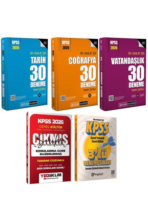 2026 KPSS Tarih-Coğrafya-Vatandaşlık Çözümlü 30 Deneme-Konularına Göre Çözümlü Çıkmış Sorular