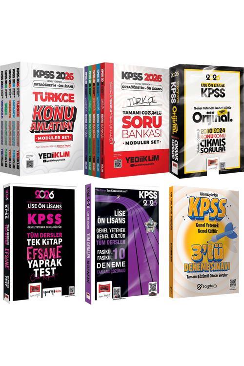 2026 KPSS Ortaöğretim Ön Lisans Karma Set(Konu-Soru 5+5 Kitap-Çıkmış Sorular-Yaprak Test-10 Deneme)