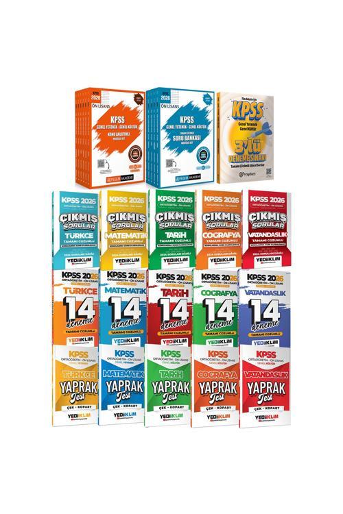 2026 KPSS Ön Lisans Karma Set(Konu ve Soru Bankası 6+5 Kitap-Çıkmış Sorular-14 Deneme-Yaprak Test)