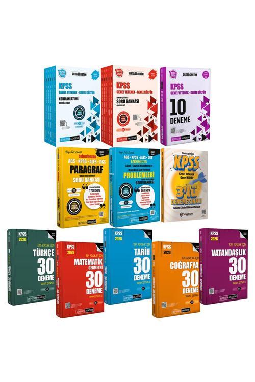2026 KPSS Ortaöğretim Konu+Soru Bankası 11 Kitap-10Deneme-Paragraf-Akıl Yürütme-Tüm Dersler 30Deneme