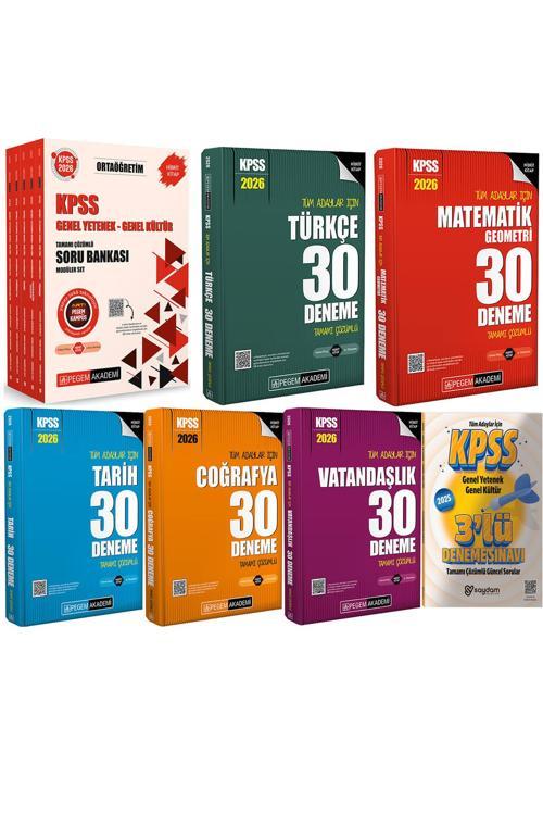 2026 KPSS Ortaöğretim Soru Bankası 5 Kitap-Türkçe-Matematik-Tarih-Coğrafya-Vatandaşlık 30 Deneme