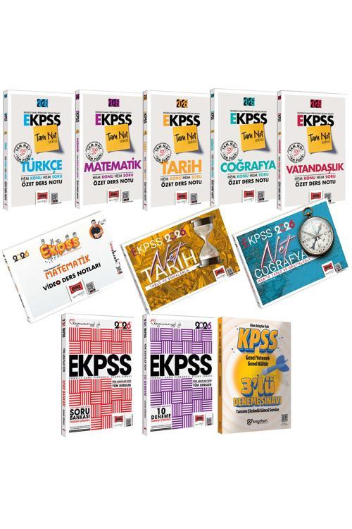 2026 E-KPSS Tüm Adaylar İçin Özet Ders Notu-Çözümlü Soru Bankası-10 Deneme(Matematik Tarih Coğrafya)