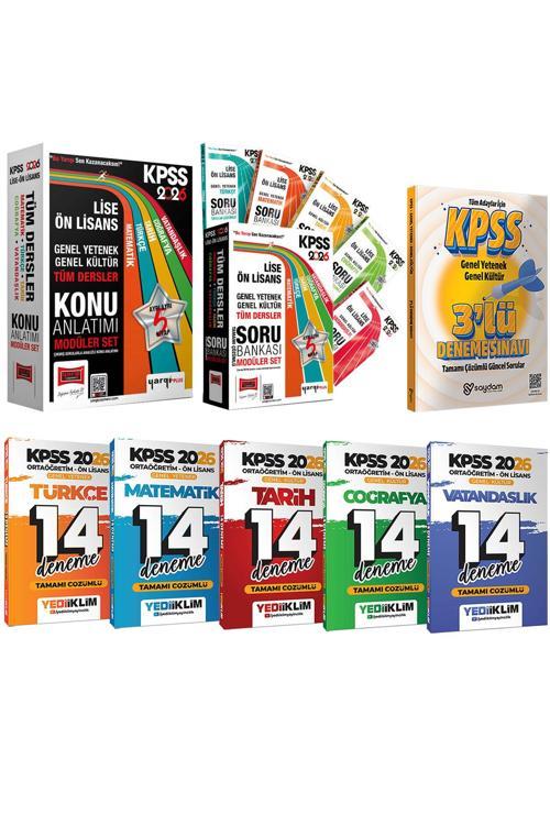 2026 KPSS Ortaöğretim Ön Lisans Karma Set(Konu Anlatım-Soru Bankası 5+5 Kitap-Tüm Dersler 14 Deneme)