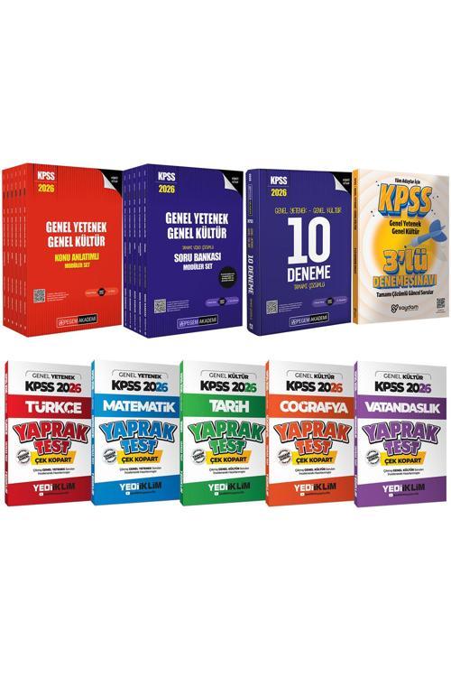 2026 KPSS Lisans Karma Set(Konu Anlatımı 6 Kitap-Çözümlü Soru Bankası 5 Kitap-Yaprak Test-10 Deneme)