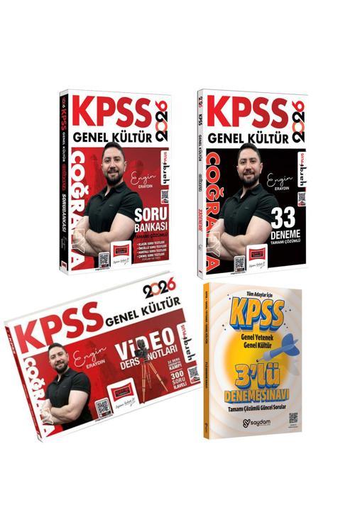 2026 KPSS Tamamı Çözümlü Coğrafya Soru Bankası-33 Deneme-Video Ders Notları(Engin Eraydın)