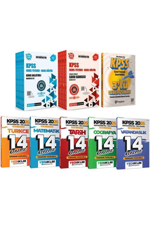 2026 KPSS Ortaöğretim Karma Set(Konu Anlatımlı 6 Kitap-Soru Bankası 5 Kitap-Çözümlü 14 Deneme)