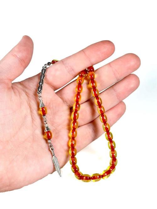 Beyzi Tane Bilek Boy Şeffaf Sarı Toz Kehribar Tesbih