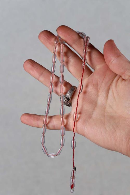 Usta İşi  Zarif Yapılı Şeffaf  Uçak Camı Tesbih