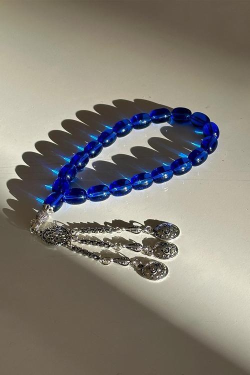 Camın Zarafeti 3'lü Püskül Detaylı Mavi Efe Boy Tesbih